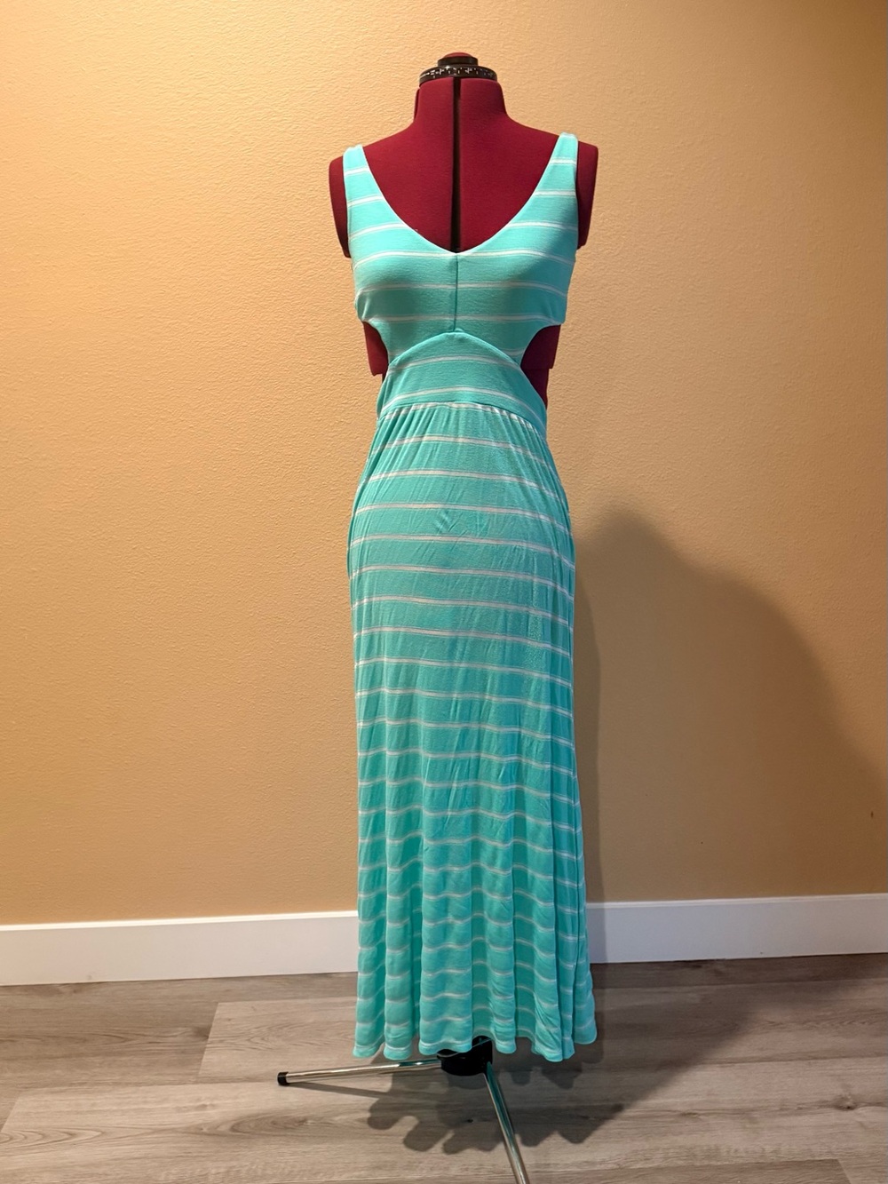 Ocean Drive Mint Green Striped Cutout Maxi Dress
